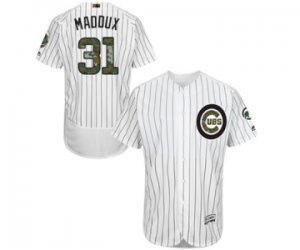 Men\'s Majestic Chicago Cubs #31 Greg Maddux Authentic White 2016 Memorial Day Fashion Flex Base MLB Jersey