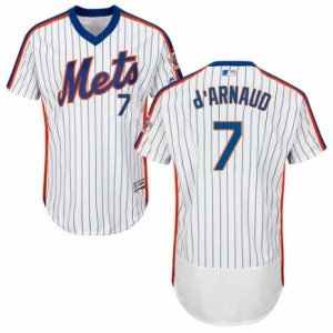 Mens Majestic New York Mets #7 Travis dArnaud White Royal Flexbase Authentic Collection MLB Jersey