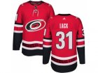 Men Adidas Carolina Hurricanes #31 Eddie Lack Authentic Red Home NHL Jersey