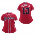 Braves #13 Ronald Acuna Jr. Red Women Cool Base Jersey