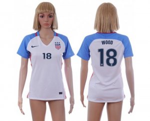 Womens USA #18 Wood Home Soccer Country Jersey