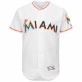Men Miami Marlins Majestic Home Blank White Flex Base Authentic Collection Team Jersey