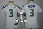Nike Seattle Seahawks #3 Russell Wilson White Super Bowl XLVIII Women NFL Jersey