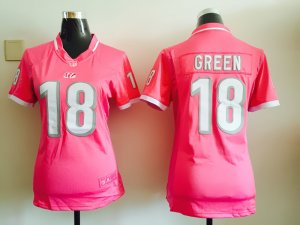2015 women Nike Cincinnati Bengals #18 Green pink jerseys