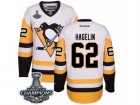 Mens Reebok Pittsburgh Penguins #62 Carl Hagelin Authentic White Away 2017 Stanley Cup Champions NHL Jersey