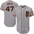 Mens Majestic San Francisco Giants #47 Johnny Cueto Gray Flexbase Authentic Collection MLB Jersey