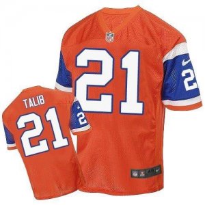 Nike Denver Broncos #21 Aqib Talib Orange Throwback Men Stitched NFL Elite Jersey