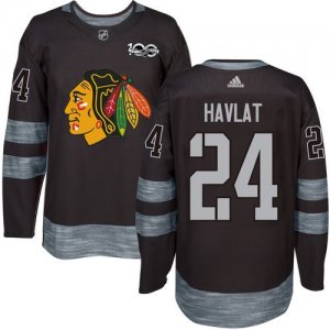 Mens Chicago Blackhawks #24 Martin Havlat Black 1917-2017 100th Anniversary Stitched NHL Jersey