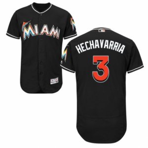 Men\'s Majestic Miami Marlins #3 Adeiny Hechavarria Black Flexbase Authentic Collection MLB Jersey