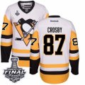 Mens Reebok Pittsburgh Penguins #87 Sidney Crosby Authentic White Away 2017 Stanley Cup Final NHL Jersey