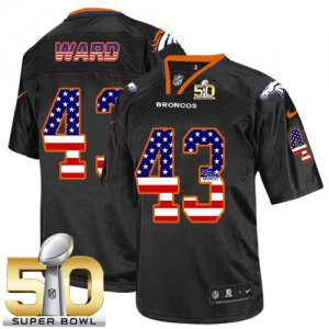 Nike Denver Broncos #43 T.J. Ward Black Super Bowl 50 Men Stitched NFL Elite USA Flag Fashion Jersey