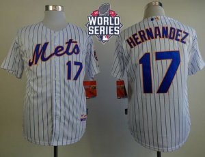 New York Mets #17 Keith Hernandez White(Blue Strip) Home Cool Base W 2015 World Series Patch Stitched MLB Jersey