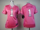 Nike Women NFL Carolina Panthers #1 Cam Newton Pink Jerseys[love s]