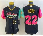 Women's San Diego Padres #22 Juan Soto Number Black 2022 City Connect Cool Base Stitched Jersey1