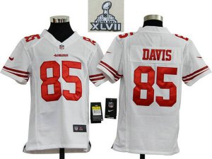 2013 Super Bowl XLVII Youth NEW NFL San Francisco 49ers 85 Vernon Davis White Jerseys