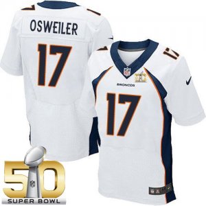 Nike Denver Broncos #17 Brock Osweiler White Super Bowl 50 Men Stitched NFL New Elite Jersey