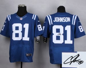 Nike Indianapolis Colts #81 Andre Johnson blue jerseys(Elite)(Signature)