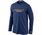 Nike Denver Broncos Authentic font Long Sleeve T-Shirt D.Blue