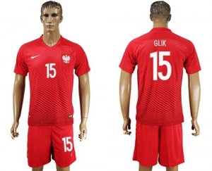 Poland #15 Glik Away Soccer Country Jersey