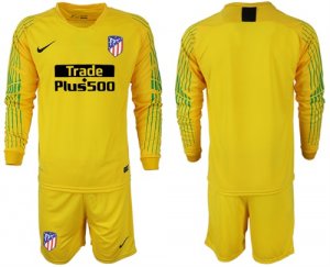 2018-19 Atletico Madrid Yellow Goalkeeper Long Sleeve Soccer Jersey