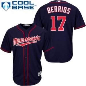 Men\'s Majestic Minnesota Twins #17 Jose Berrios Authentic Navy Blue Alternate Road Cool Base MLB Jersey