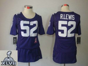 2013 Super Bowl XLVII Women NEW NFL Baltimore Ravens #52 R.Lewis Elite breast Cancer Awareness Purple Jerseys