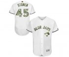 Mens Majestic Toronto Blue Jays #45 Drew Storen Authentic White 2016 Memorial Day Fashion Flex Base MLB Jersey