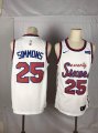76ers #25 Ben Simmons White Nike Throwback Swingman Jersey
