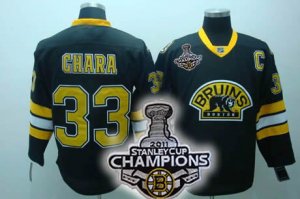 nhl boston bruins #33 chara black 3rd[2011 stanley cup champions