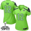 Nike Seattle Seahawks #12 Fan Green Alternate Super Bowl XLVIII Women NFL Elite Jersey