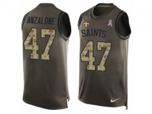 Mens Nike New Orleans Saints #47 Alex Anzalone Limited Green Salute to Service Tank Top NFL Jersey