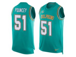 Nike Miami Dolphins #51 Mike Pouncey Limited Aqua Green Player Name & Number Tank Top NFL Jersey