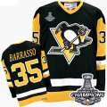 Mens CCM Pittsburgh Penguins #35 Tom Barrasso Premier Black Throwback 2016 Stanley Cup Champions NHL Jersey