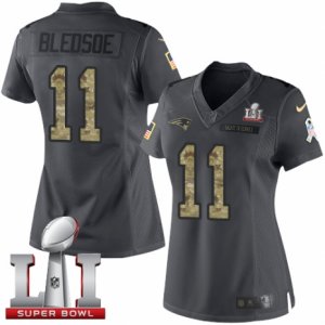 Womens Nike New England Patriots #11 Drew Bledsoe Limited Black 2016 Salute to Service Super Bowl LI 51 NFL Jersey