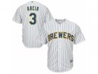 Youth Milwaukee Brewers #3 Orlando Arcia Replica White Alternate Cool Base MLB Jersey