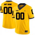 Michigan Wolverines Mens Yellow Customized College Football Jersey
