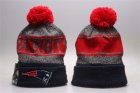 Patriots Red Gray Wordmark Cuffed Pom Knit Hat YP