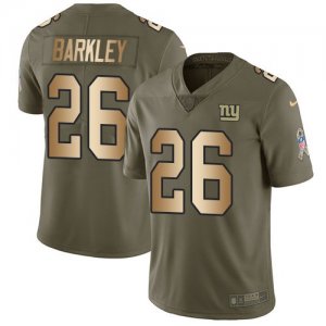 Nike Giants #26 Saquon Barkley Olive Gold Youth Salute To Service Limited Jersey