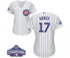 Womens Majestic Chicago Cubs #17 Mark Grace Authentic White Home 2016 World Series Champions Cool Base MLB Jersey