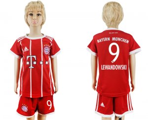 2017-18 Bayern Munich 9 LEWANDOWSKI Home Youth Soccer Jersey