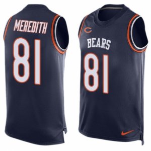 Men\'s Nike Chicago Bears #81 Cameron Meredith Limited Navy Blue Player Name & Number Tank Top NFL Jersey