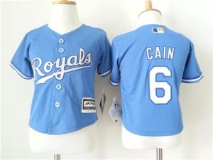 Royals #6 Lorenzo Cain Light Blue Toddler New Cool Base Jersey