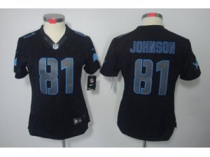 Nike Womens Detroit Lions #81 Calvin Johnson black jerseys[impact limited]