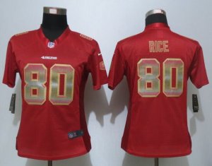 Women New Nike San Francisco 49ers #80 Rice Red Strobe Jerseys