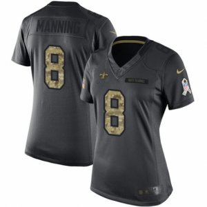 Women\'s Nike New Orleans Saints #8 Archie Manning Limited Black 2016 Salute to Service NFL Jersey