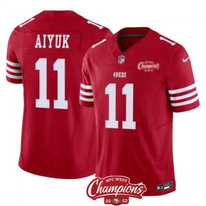 Men\'s San Francisco 49ers #11 Brandon Aiyuk Red 2023 F.U.S.E. NFC West Champions Football Stitched Jersey