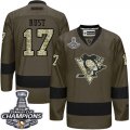 Mens Reebok Pittsburgh Penguins #17 Bryan Rust Premier Green Salute to Service 2016 Stanley Cup Champions NHL Jersey