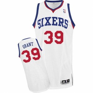 Men\'s Adidas Philadelphia 76ers #39 Jerami Grant Authentic White Home NBA Jersey