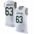 Mens Nike Green Bay Packers #63 Corey Linsley Limited White Rush Player Name & Number Tank Top NFL Jersey