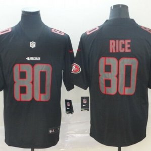 Nike 49ers #80 Jerry Rice Black Impact Rush Limited Jersey